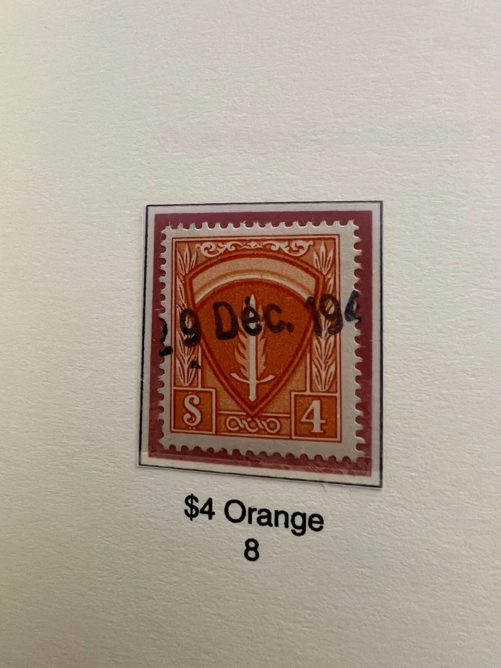 AMG military travel permit stamp Bush #8 $4 Orange Used - Image 1 of 1