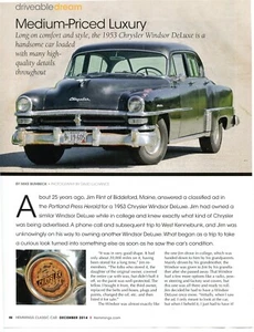 1953 CHRYSLER WINDSOR DELUXE SEDAN 4 pg COLOR ARTICLE - Picture 1 of 2