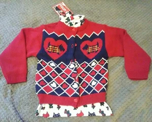 Noah's Ark Vtg Kids (S) Terrier Hearts Knit Sweater w/ Willow Bay (M) shirt - Picture 1 of 8