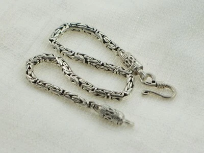 Pulsera o tobillera bizantina Bali Suarti de plata de ley de 8,75 pulgadas Foto 1 de 4
