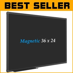 Magnetic 36x24 Inch Chalkboard - Elegant Black Aluminum Frame for Home & Office - Picture 1 of 7