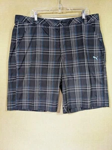 PUMA Black Plaid Cell Flex Tech Wicking Golf Shorts - Picture 1 of 7