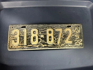 1922 Wisconsin License Plate Vintage Auto Garage Decor Black White 43-346 - Picture 1 of 2