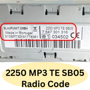 Fiat Qubo Citroen Peugeot 2250 MP3 TE SB05 Blaupunkt BOSCH Radio Code Unlock - Picture 1 of 1