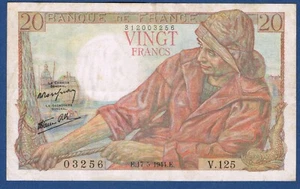 BILLET de 20 FRANCS PÊCHEUR Fayette n° 13.9 du 17=5=1944.E en TTB n° V.125 03256 - Imagen 1 de 2