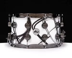 DW Collector's 8x14 SSC Maple- White Glass Contrails w/Black Nickel - Picture 1 of 7