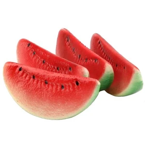 Woration 4 PCS Artificial Fake Watermelon Slice Fruit Faux Lifelike Plastic R... - Picture 1 of 7