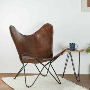 Vintage Ten Retro Leather Handmade Butterfly Chair Full Folding Relax Arm Chair
