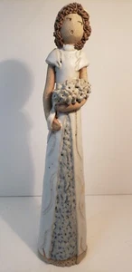 Estatuilla de novia de gres LePage vintage 12,5" cerámica decoración boda escultura - Imagen 1 de 20