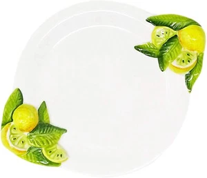 Relief Keramik Teller Zitrone gelb Frühstücksteller, Platzteller ca.27x20cm - Bild 1 von 9