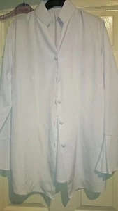 Womens handmade white blouse in non crease polyester  size M  - Picture 1 of 4