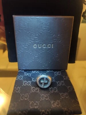 Anello Gucci argento 925  Doppia G G e smalto  - Immagine 1 di 4