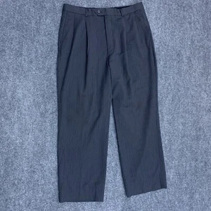 Stafford Dress Pants Mens 36x28 Gray Pinstripe Wool Silk Pleated Pants - Picture 1 of 14