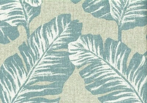 3 Yards Magnolia Fabric Blue Brown Leaves Cotton Drapery Upholstery - Picture 1 of 2