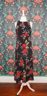 Vestido midi vintage años 90 Y2K negro rojo rosa grunge caprichoso cintura imperio Foto 1 de 4