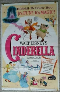 Póster de una hoja de Cenicienta 1965 relanzado Walt Disney clásico Buena Vista en muy buena condición - Imagen 1 de 5
