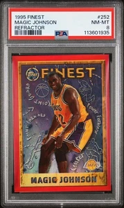 PSA 8 Magic Johnson 1995-96 Topps Finest Refractor #252 Lakers - Bild 1 von 2