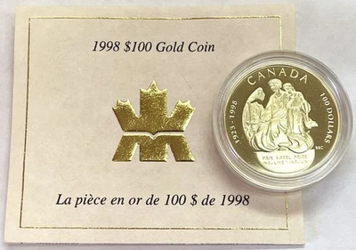 1998 CANADA $100 PROOF 1/4 OZ GOLD NOBEL PEACE PRIZE COMMEMORATIVE COIN - Image 1 of 4