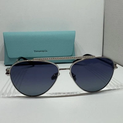 Gafas de sol Tiffany T TF3101B de metal plateado lentes degradadas Tiffany Blue® Foto 1 de 4