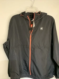 Quiksilver Herren schwarz verstaubar Outdoor Kapuze leichte Jacke Größe Large neu mit Etikett - Bild 1 von 5