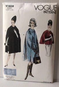 Vogue Patterns V1838 Misses Cape Sewing Patterns . Sizes S-M-L-XL-XXL New Uncut  - Picture 1 of 2
