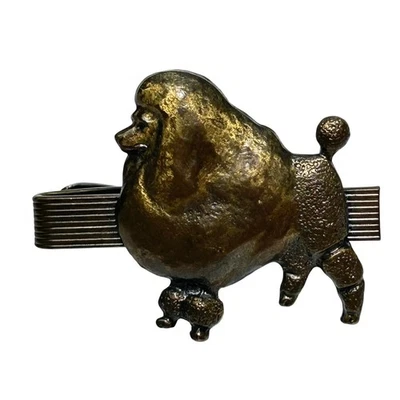 Clip/cierre de corbata de caniche de metal de colección para perro accesorio de diseño grabado rústico 2" Foto 1 de 3