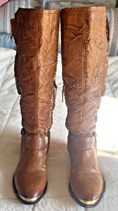 Sam Edelman Reitstiefel Damen 8 Braun Crushed Leder Kniehohe Stiefel - Bild 1 von 20