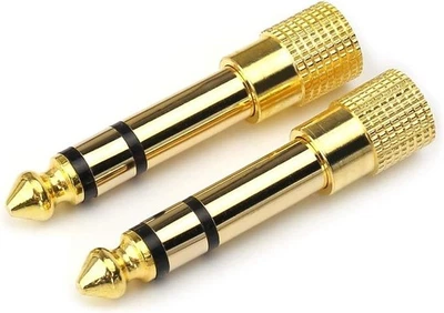 2x  6.35mm to 3.5mm Stereo Audio Jack 1/4" Male to 1/8" Female Headphone Adapter - Image 1 of 4