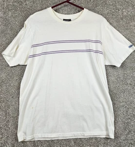 Vintage Polo Ralph Lauren White with Stripes T Shirt Large Single Stitch - Picture 1 of 12