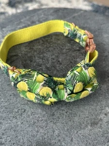 Lemon Adjustable Removable Bow Tie Fabric Size 15-25 Inch Dog Collar - Picture 1 of 6
