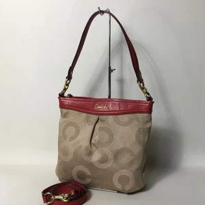 Coach 2506-221COACH OP-ART 2 WAY Shoulder Bag Red Used PREL-0 - Picture 1 of 9