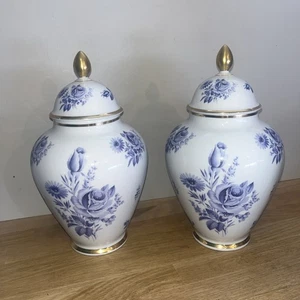 Paire De Vases Pots À Couvercle En Porcelaine Bavaria Seltmann Weiden K Germany - Picture 1 of 9
