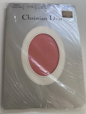 Vtg Christian Dior pantyhose 4443  sz 3 Control Top Ultra Sheer Sandalfoot Coral - Image 1 of 4