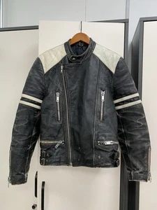Vintage Distressed Motorrad Moto Lederjacke Größe 48 - Bild 1 von 24