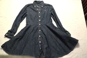 Polo Ralph Lauren Mädchen Indigo Denim Gürtel Hemdkleid Größe 10 KEIN GÜRTEL EUC - Bild 1 von 5