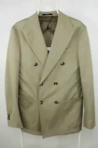Boggi Milano Stretch Beige Cotton Double-Breasted Blazer Jacket Men's 36/46R - Picture 1 of 11