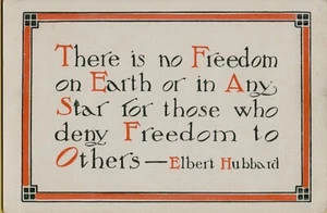 Tarjeta postal privada sin libertad para aquellos que niegan a otros Elbert Hubbard cita - Imagen 1 de 2