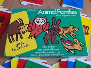 Waddingtons Vintage ANIMAL FAMIES Snap Memory Card Game English & French Vgc - Picture 1 of 7