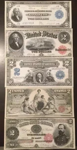 Riproduzione Copia Set Banconote 2 Dollari 1891-1918 Valuta USA Leggi Descrizione!!! - Foto 1 di 12
