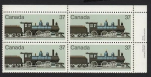 HISTORY = LOCOMOTIVES (1860-1905) = Canada 1984 #1038 UR PLATE Block of 4 MNH - Picture 1 of 1