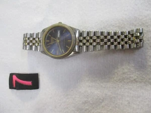 Vintage Sharp Quartz Watch Men Dual Tone Purple Fluted Bezel Untested 267168 - Picture 1 of 9