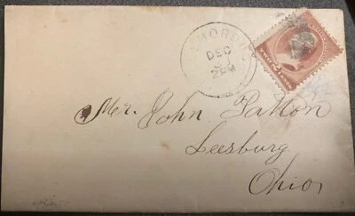 Hillsborough Ohio Early Postal Cover To Leesburg Ohio 1880’s Small Ladies Cover - Image 1 of 3