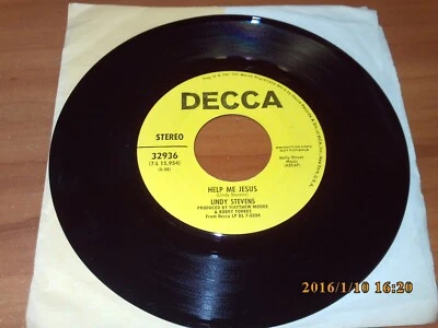 Lindy Stevens Help Me Jesus (Vinyl) 45 Record Mono/Stereo Promo - Imagem 1 de 3