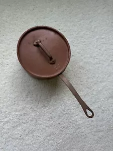 Vintage BAZAR Francais New York #666 Tined Copper Pot Saucepan Pot W/ Lid 6.5"D - Picture 1 of 9