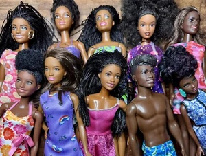 1990-2020 Black African-American Barbie Ken Doll Lot (10) Mixed Hairstyles Body - Picture 1 of 16