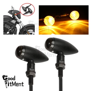 Motorrad Halogen Bullet Blinker Schwarz M10 Bobber Chopper Cafe Racer Universal - Bild 1 von 11