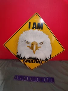 EAGLE I AM SMILING SIGN Yellow 12" x 12" Aluminum Crosswalk Caution Sign - Picture 1 of 5
