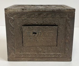 Antique J & E Stevens Cast Iron Bank Kodak Camera Box Coin Metal No Key Rare - Picture 1 of 9