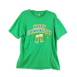 WILD CLOVER St. Patrick T-shirt Size LARGE "Happy Drinking Day" Green Cotton - Picture 1 of 8