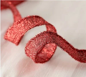 Valerie Parr Hill QVC Decorative Tinsel Ribbon Set 4 Red 9' each 115608 - Picture 1 of 2